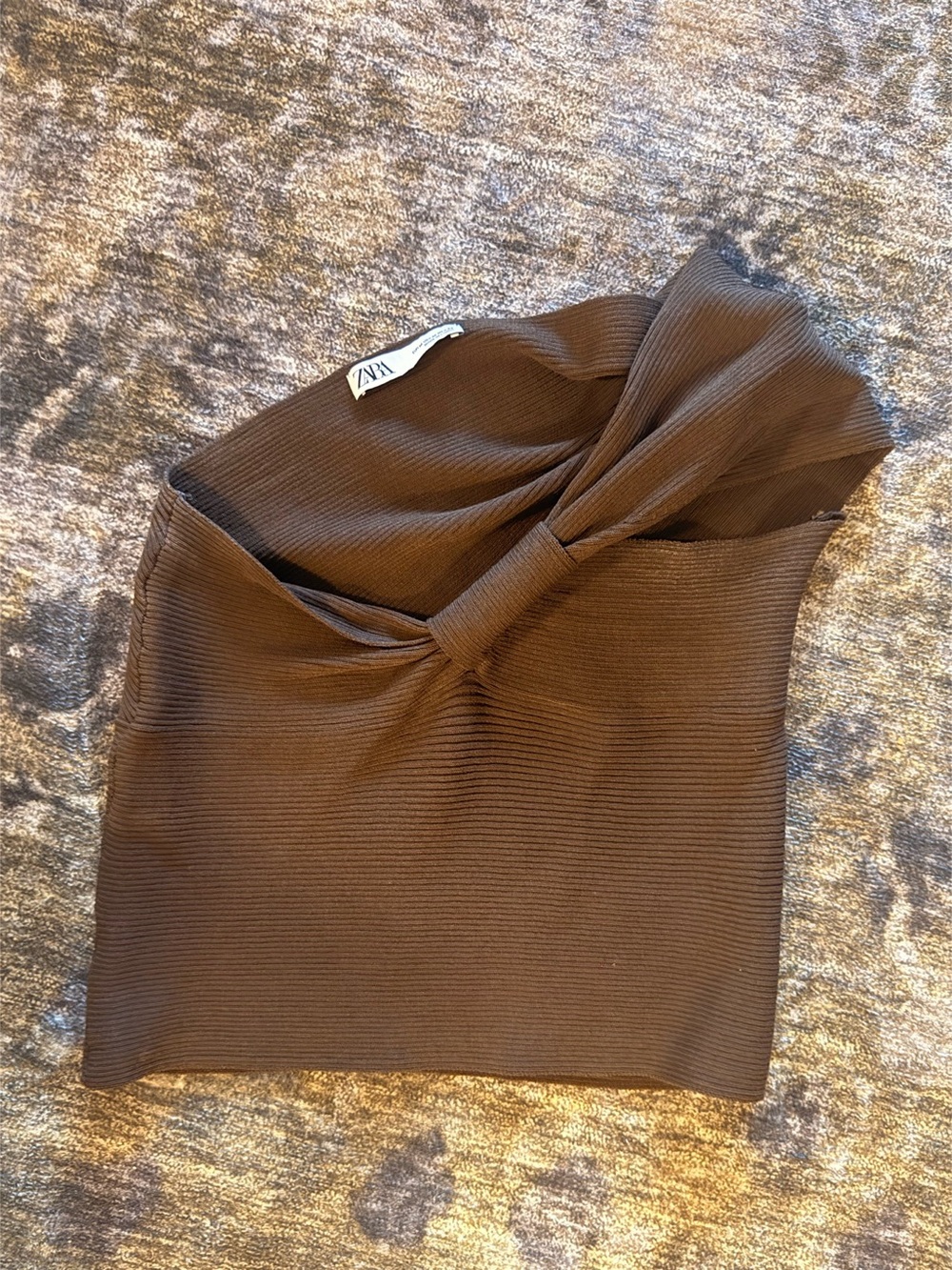 Zara Brown Tie-Front Crop Top